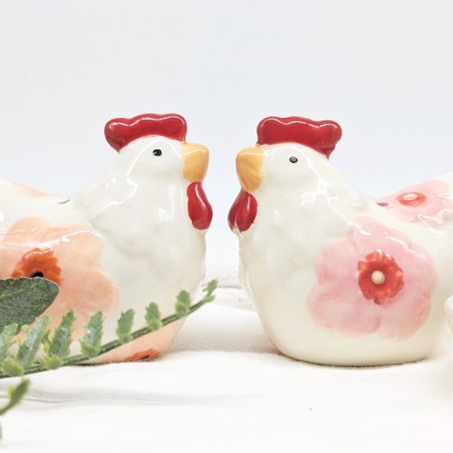Floral Chicken Salt Pepper Shaker Set