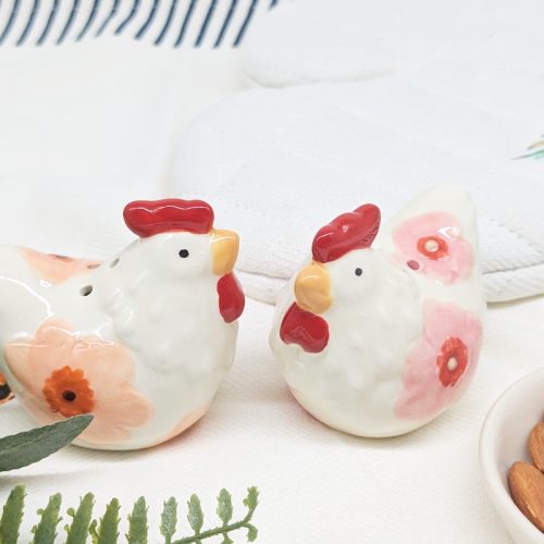 Floral Chicken Salt Pepper Shaker Set