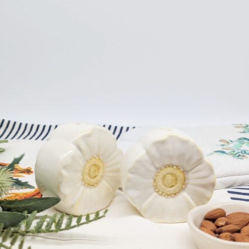 White Flower Salt Pepper Shaker Set