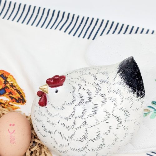 Black White Fat Chicken Figurine