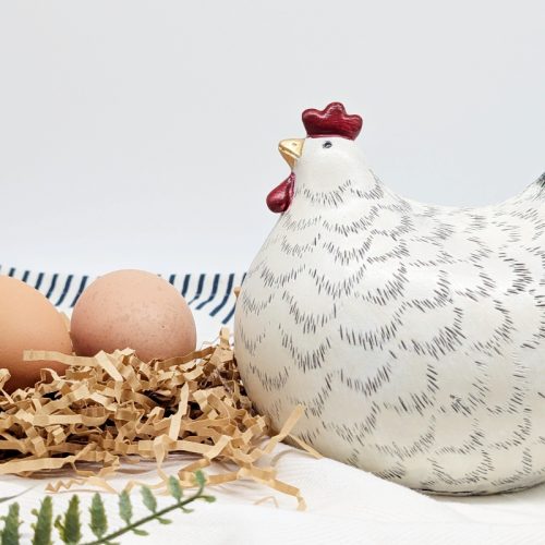 Black White Fat Chicken Figurine