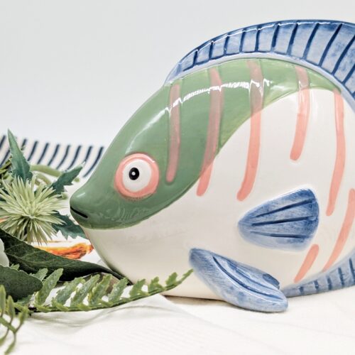 Blue Green Ceramic Fish Ornament