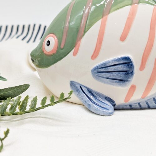 Blue Green Ceramic Fish Ornament