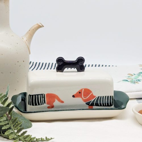 Dachshund Dog Ceramic Butter Dish