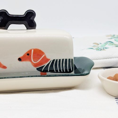 Dachshund Dog Ceramic Butter Dish