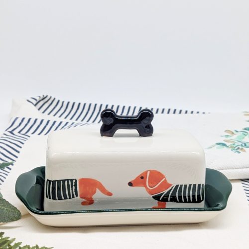 Dachshund Dog Ceramic Butter Dish