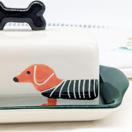 Dachshund Dog Ceramic Butter Dish