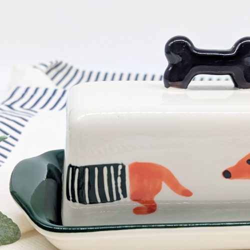 Dachshund Dog Ceramic Butter Dish