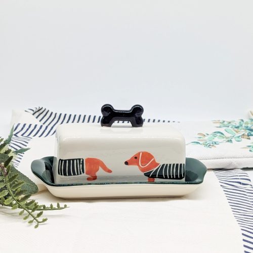 Dachshund Dog Ceramic Butter Dish