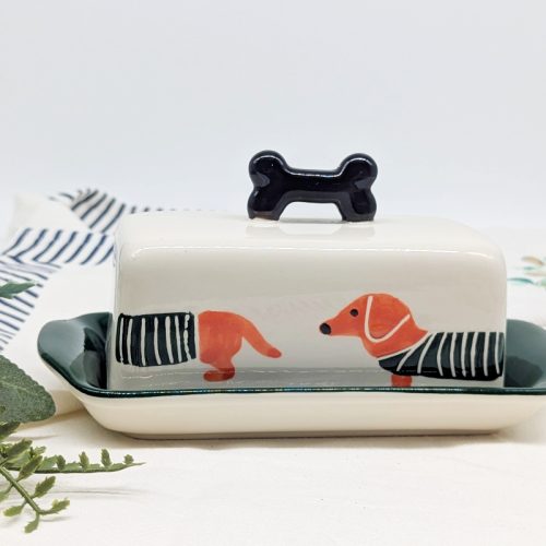 Dachshund Dog Ceramic Butter Dish