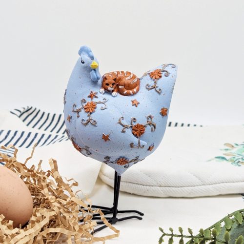 Purrfect Cat on Chicken Figurine