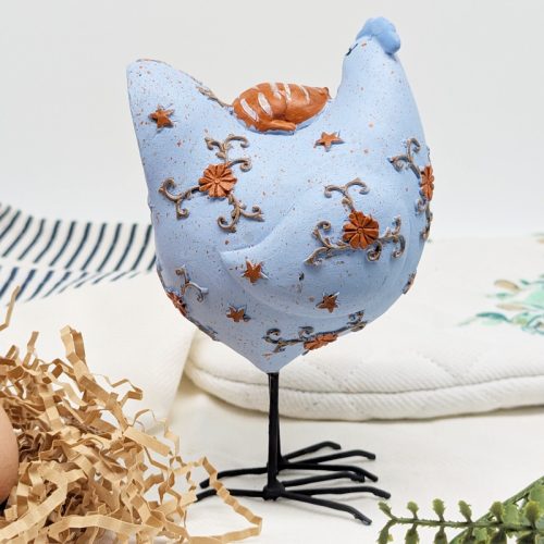 Purrfect Cat on Chicken Figurine
