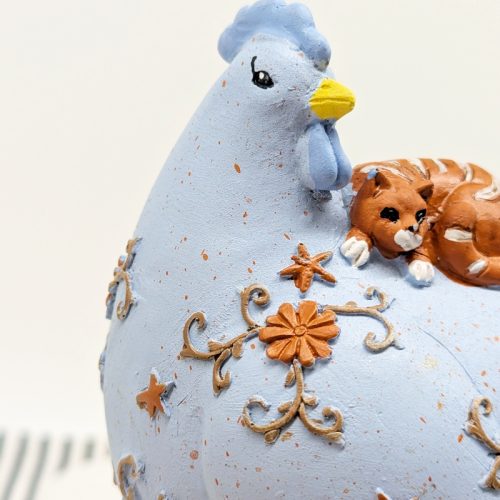 Purrfect Cat on Chicken Figurine