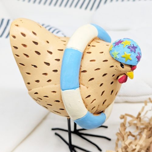 Swimming Lifeguard Chicken Figurine