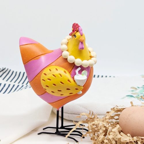 Pearly Party Chicken Figurine