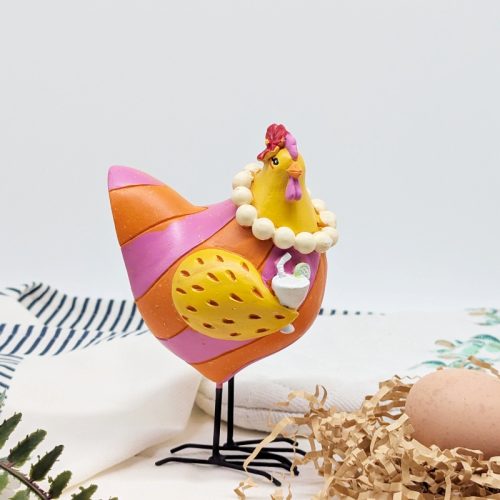 Pearly Party Chicken Figurine