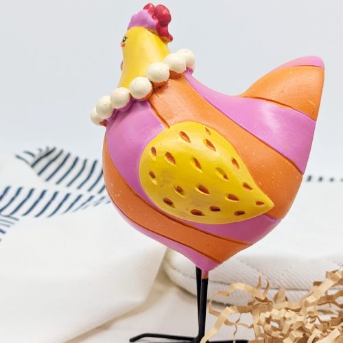 Pearly Party Chicken Figurine