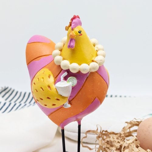 Pearly Party Chicken Figurine