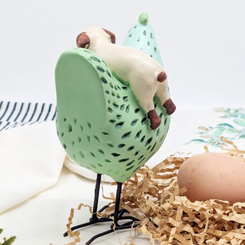 Hanging Dog Chicken Figurine