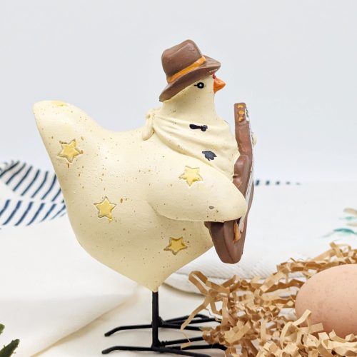 Musical Cowboy Chicken Figurine