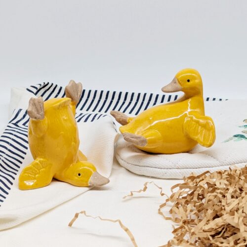 Yellow Ceramic Duck Ornament