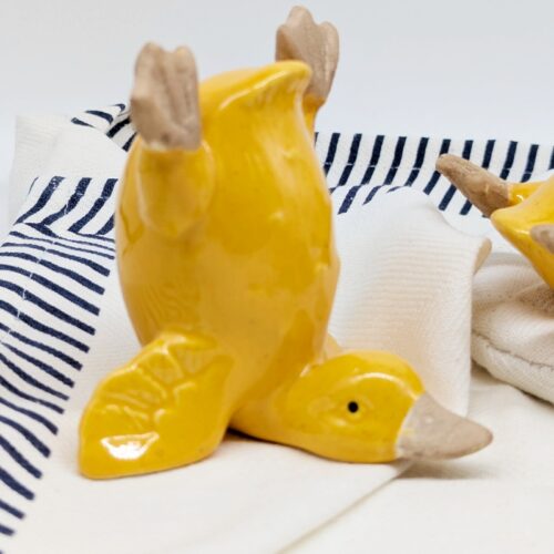 Yellow Ceramic Duck Ornament