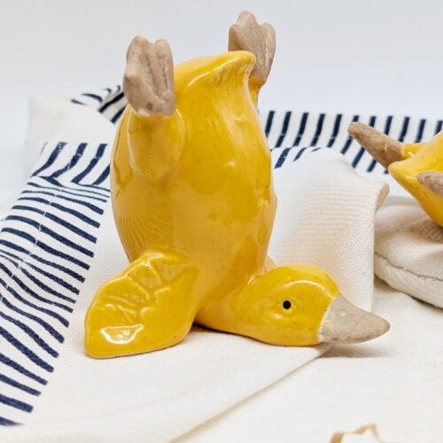 Yellow Ceramic Duck Ornament