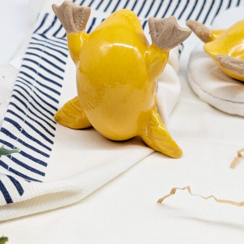 Yellow Ceramic Duck Ornament