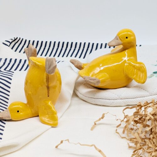Yellow Ceramic Duck Ornament