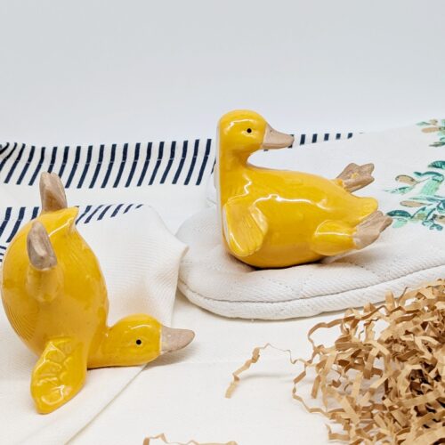 Yellow Ceramic Duck Ornament