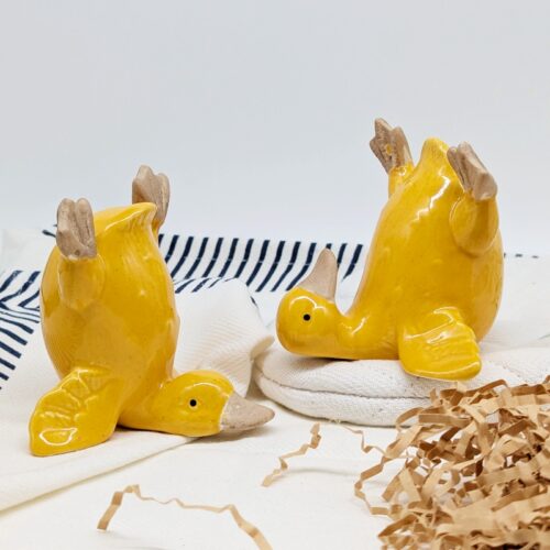 Yellow Ceramic Duck Ornament