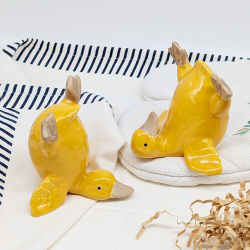 Yellow Ceramic Duck Ornament