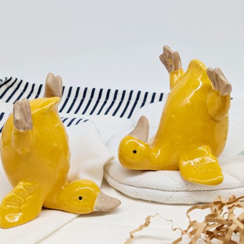 Yellow Ceramic Duck Ornament