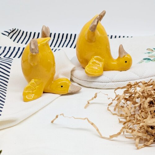 Yellow Ceramic Duck Ornament