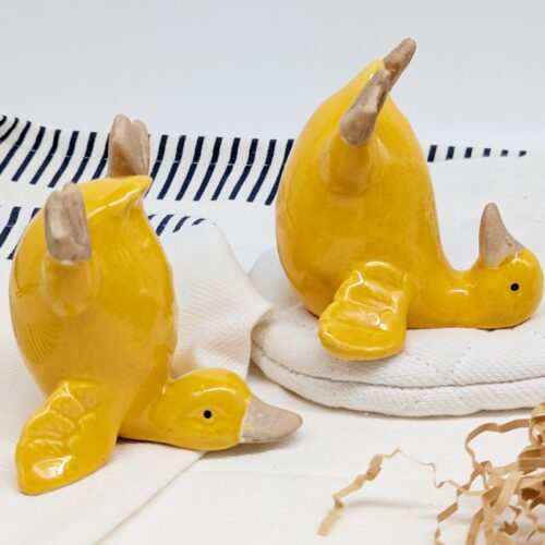 Yellow Ceramic Duck Ornament
