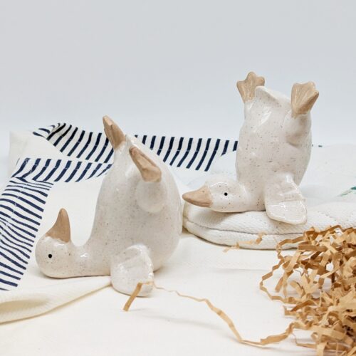 White Ceramic Duck Ornament