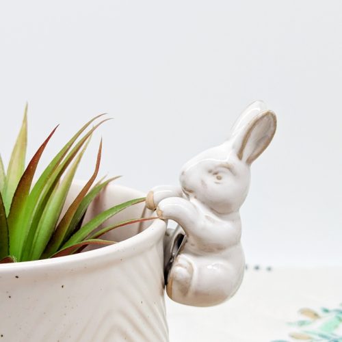 Milky White Rabbit Pot Hanger Sitter