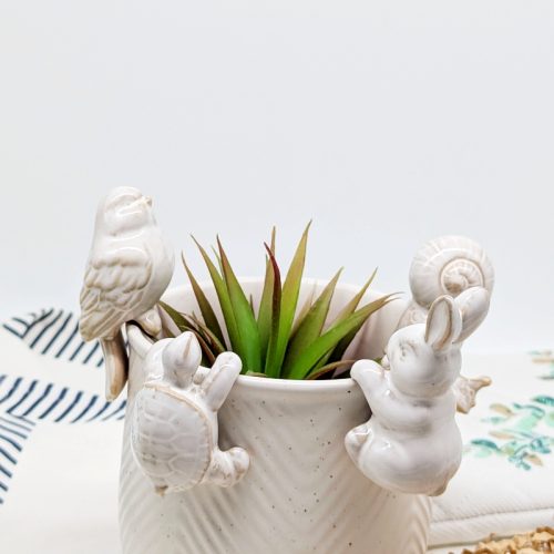 Milky White Rabbit Pot Hanger Sitter