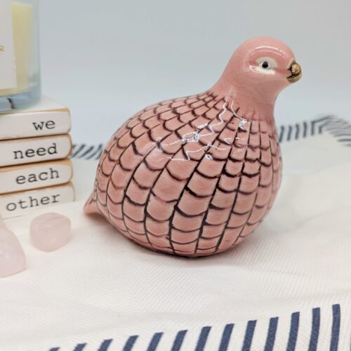 Peachy Guinea Quail Ceramic Figurine