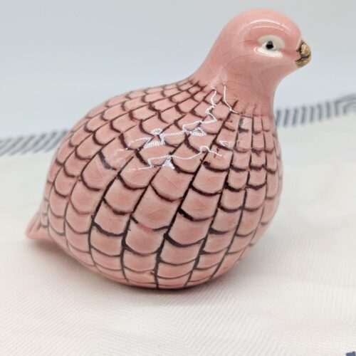 Peachy Guinea Quail Ceramic Figurine