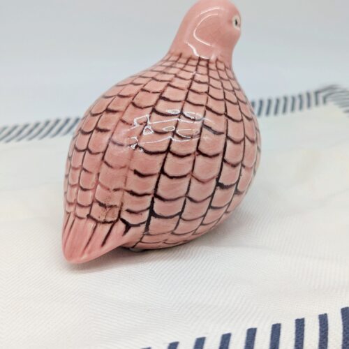 Peachy Guinea Quail Ceramic Figurine