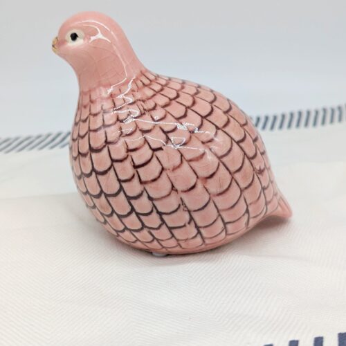 Peachy Guinea Quail Ceramic Figurine
